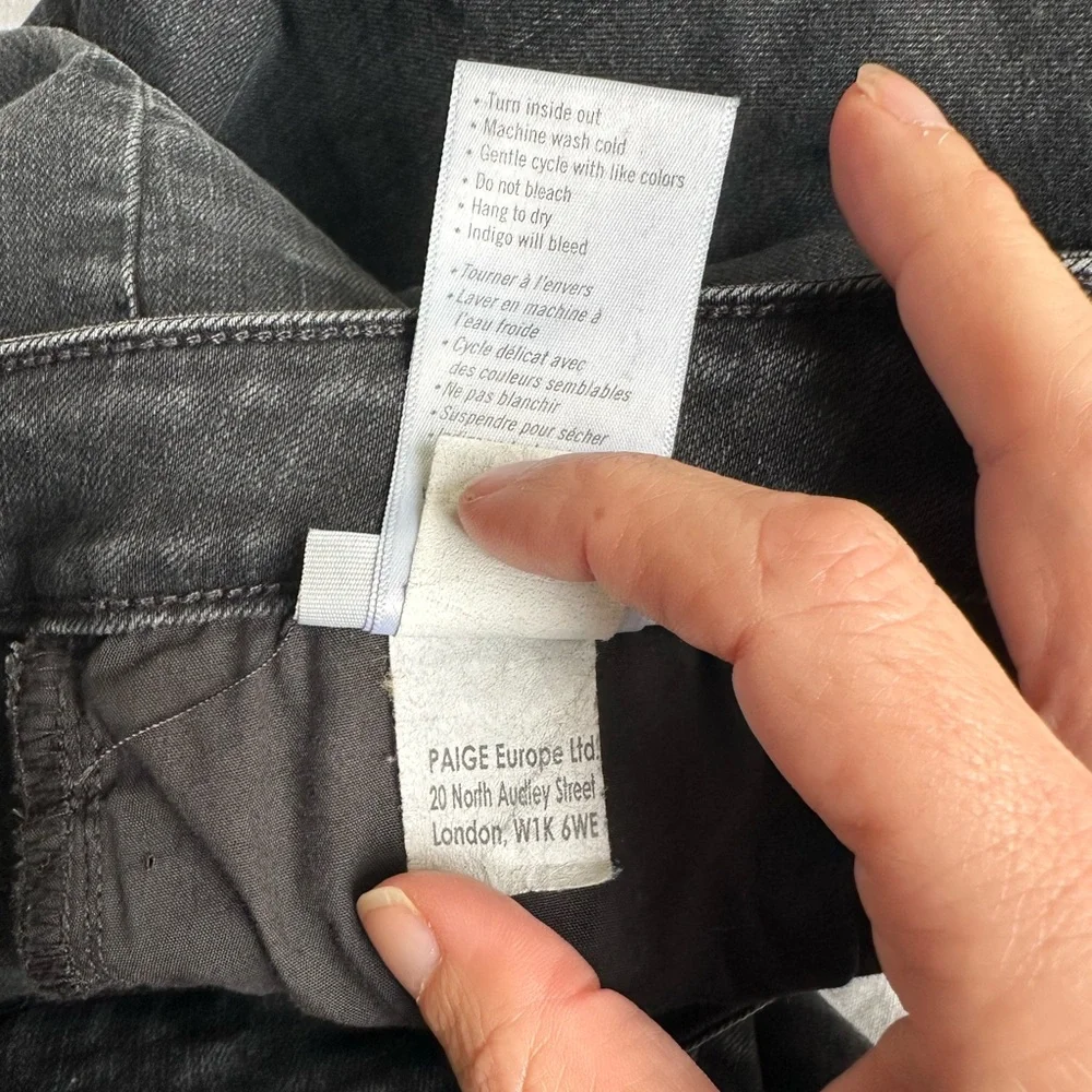 Paige High Rise Straight Ankle Jeans Black Stretch Denim Size 27 - Picture 11 of 12